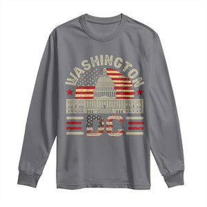 Washington DC Long Sleeve Shirt Retro US Flag Souvenir Gift TS10 Charcoal Print Your Wear
