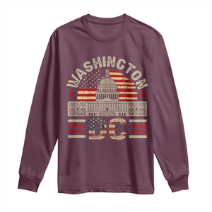 Washington DC Long Sleeve Shirt Retro US Flag Souvenir Gift TS10 Maroon Print Your Wear