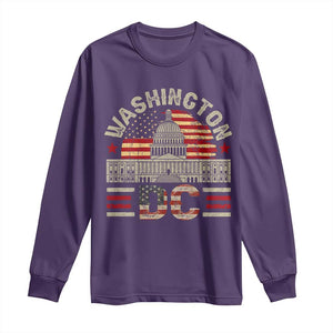 Washington DC Long Sleeve Shirt Retro US Flag Souvenir Gift TS10 Purple Print Your Wear