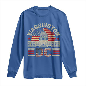 Washington DC Long Sleeve Shirt Retro US Flag Souvenir Gift TS10 Royal Blue Print Your Wear