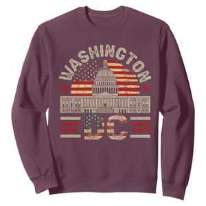 Washington DC Sweatshirt Retro US Flag Souvenir Gift TS10 Maroon Print Your Wear