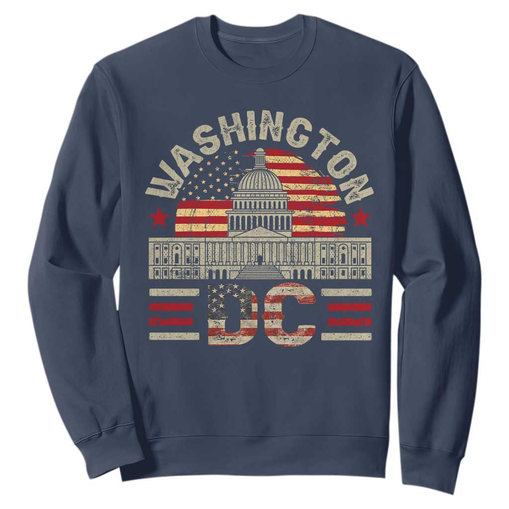Washington DC Sweatshirt Retro US Flag Souvenir Gift TS10 Navy Print Your Wear