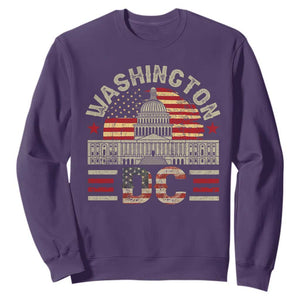Washington DC Sweatshirt Retro US Flag Souvenir Gift TS10 Purple Print Your Wear