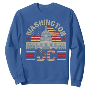 Washington DC Sweatshirt Retro US Flag Souvenir Gift TS10 Royal Blue Print Your Wear