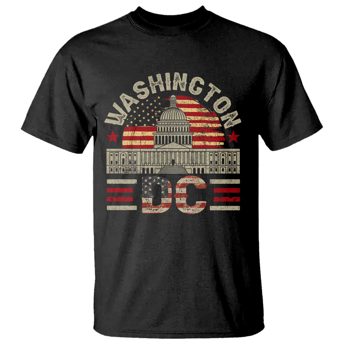 Washington DC T Shirt Retro US Flag Souvenir Gift TS10 Black Print Your Wear