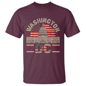 Washington DC T Shirt Retro US Flag Souvenir Gift TS10 Maroon Print Your Wear