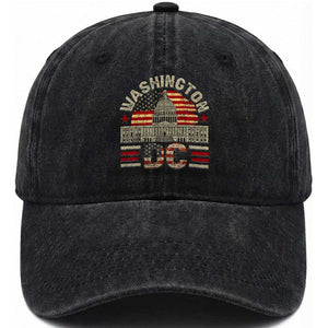 Washington DC Washed Cotton Baseball Cap Retro US Flag Souvenir Gift TS10 Print Your Wear