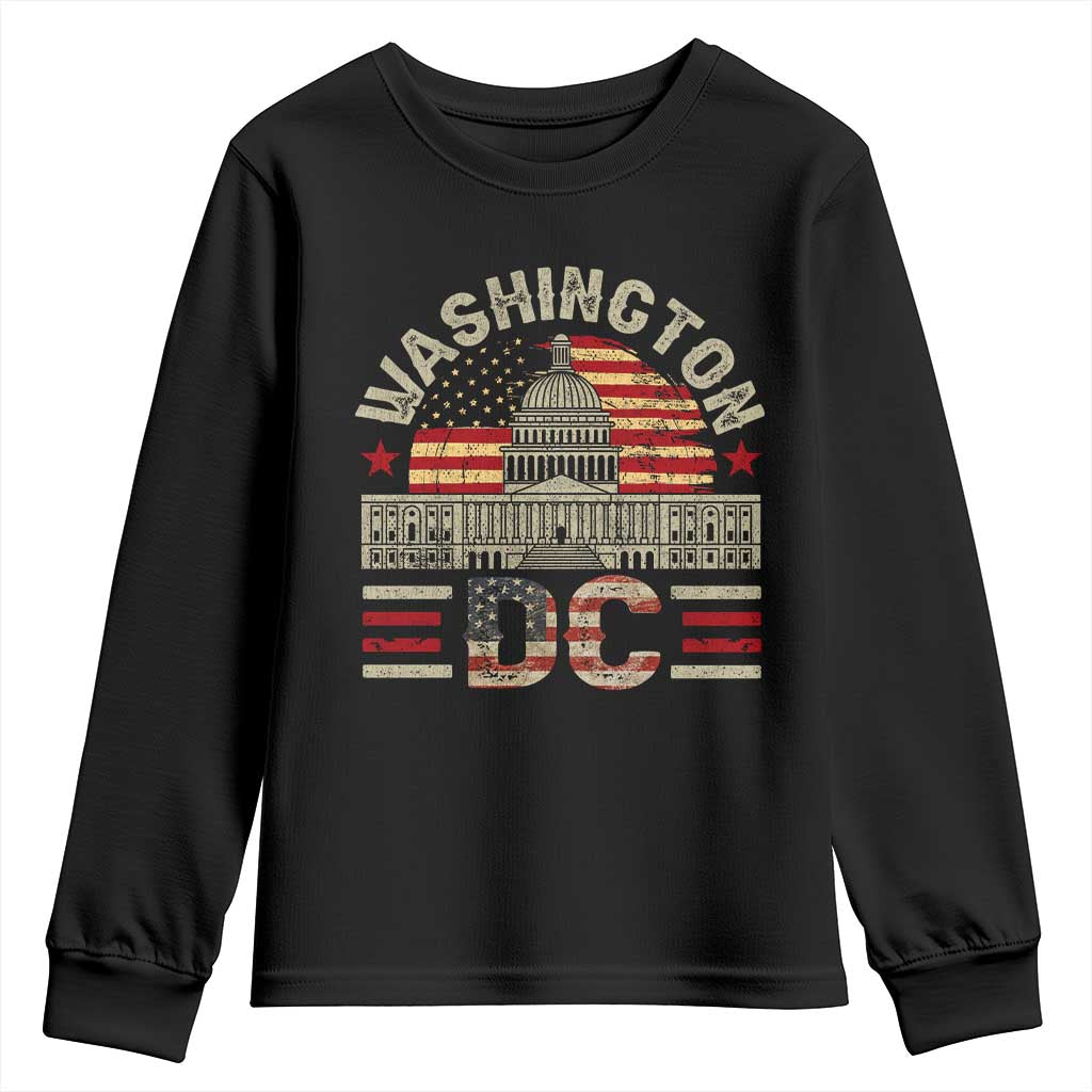 Washington DC Youth Sweatshirt Retro US Flag Souvenir Gift TS10 Black Print Your Wear
