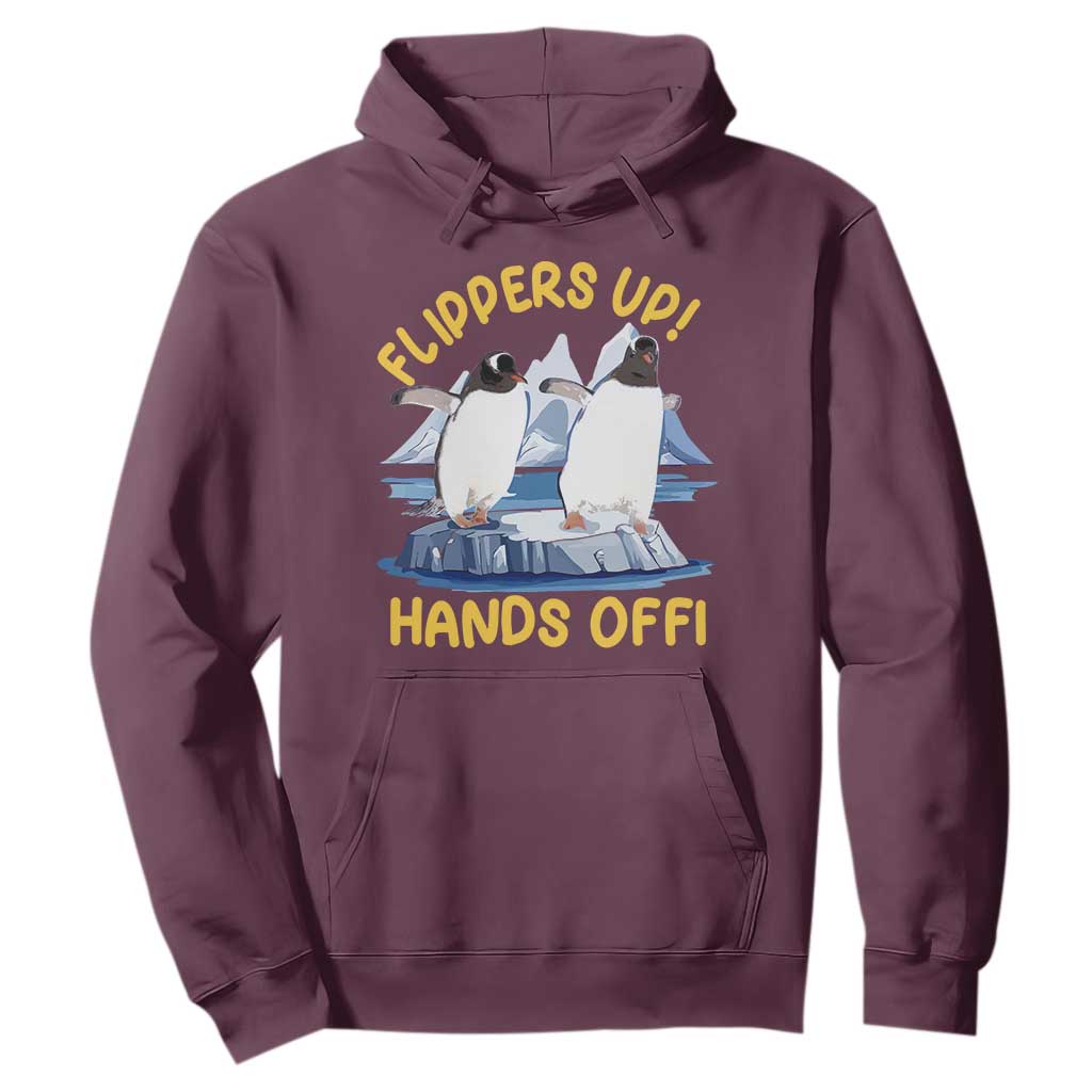 Penguins Resist Hoodie Flippers Up Hands Off Protest Against Tariffs TS10 Maroon Print Your Wear