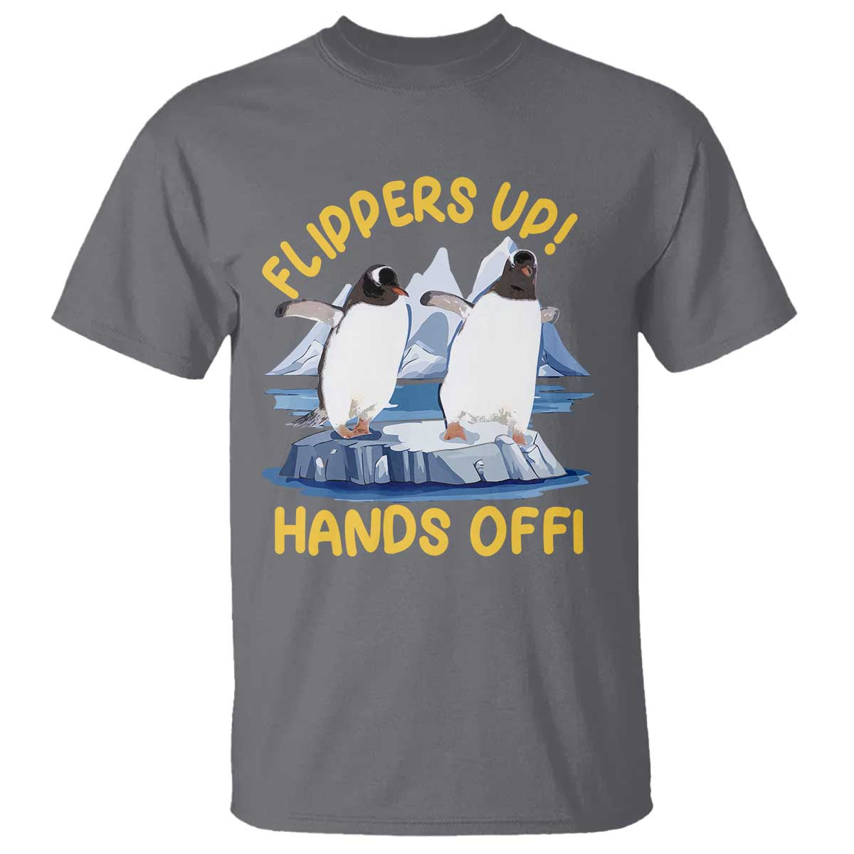Penguins Resist T Shirt Flippers Up Hands Off Protest Against Tariffs TS10 Charcoal Print Your Wear