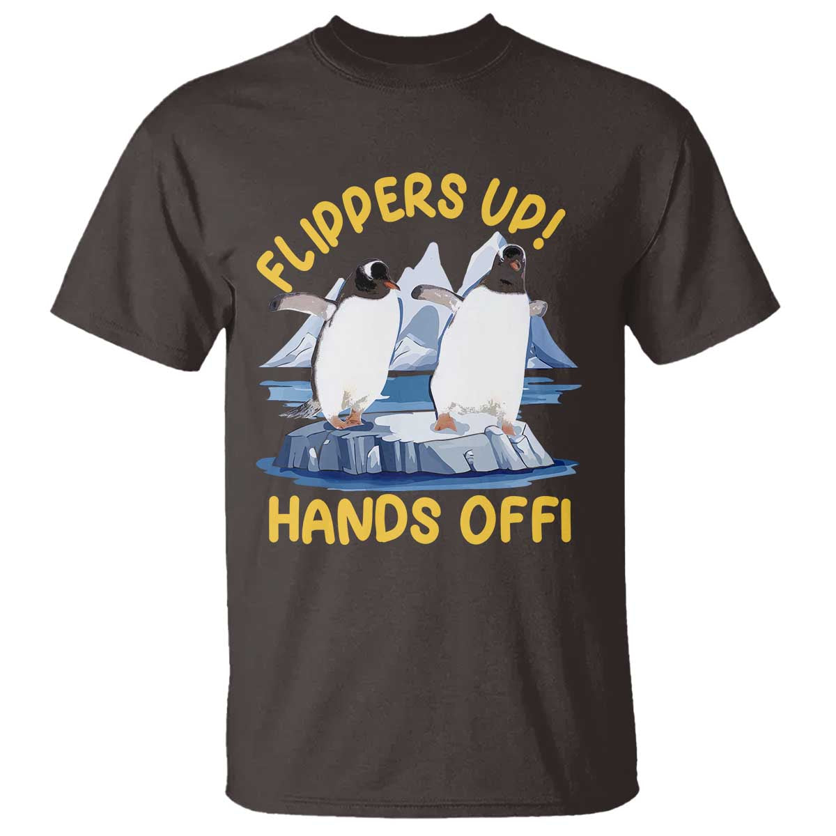 Penguins Resist T Shirt Flippers Up Hands Off Protest Against Tariffs TS10 Dark Chocolate Print Your Wear