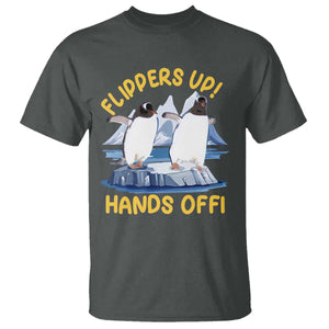 Penguins Resist T Shirt Flippers Up Hands Off Protest Against Tariffs TS10 Dark Heather Print Your Wear