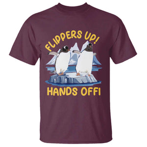 Penguins Resist T Shirt Flippers Up Hands Off Protest Against Tariffs TS10 Maroon Print Your Wear