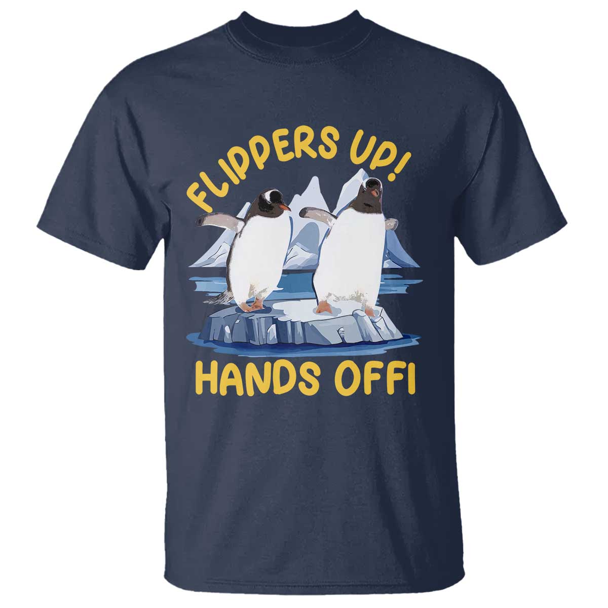 Penguins Resist T Shirt Flippers Up Hands Off Protest Against Tariffs TS10 Navy Print Your Wear