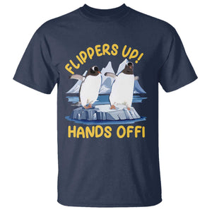 Penguins Resist T Shirt Flippers Up Hands Off Protest Against Tariffs TS10 Navy Print Your Wear