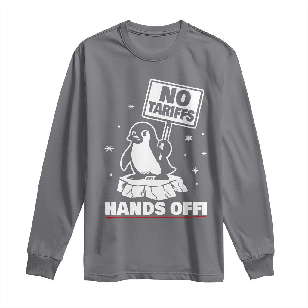 Funny Resist Penguins Long Sleeve Shirt Tariffs on Penguins? Really TS10 Charcoal Print Your Wear