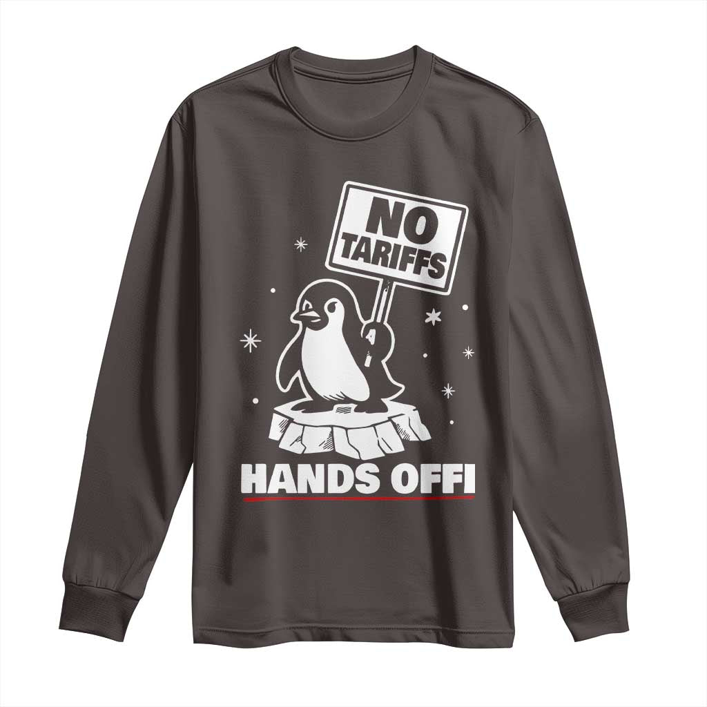 Funny Resist Penguins Long Sleeve Shirt Tariffs on Penguins? Really TS10 Dark Chocolate Print Your Wear
