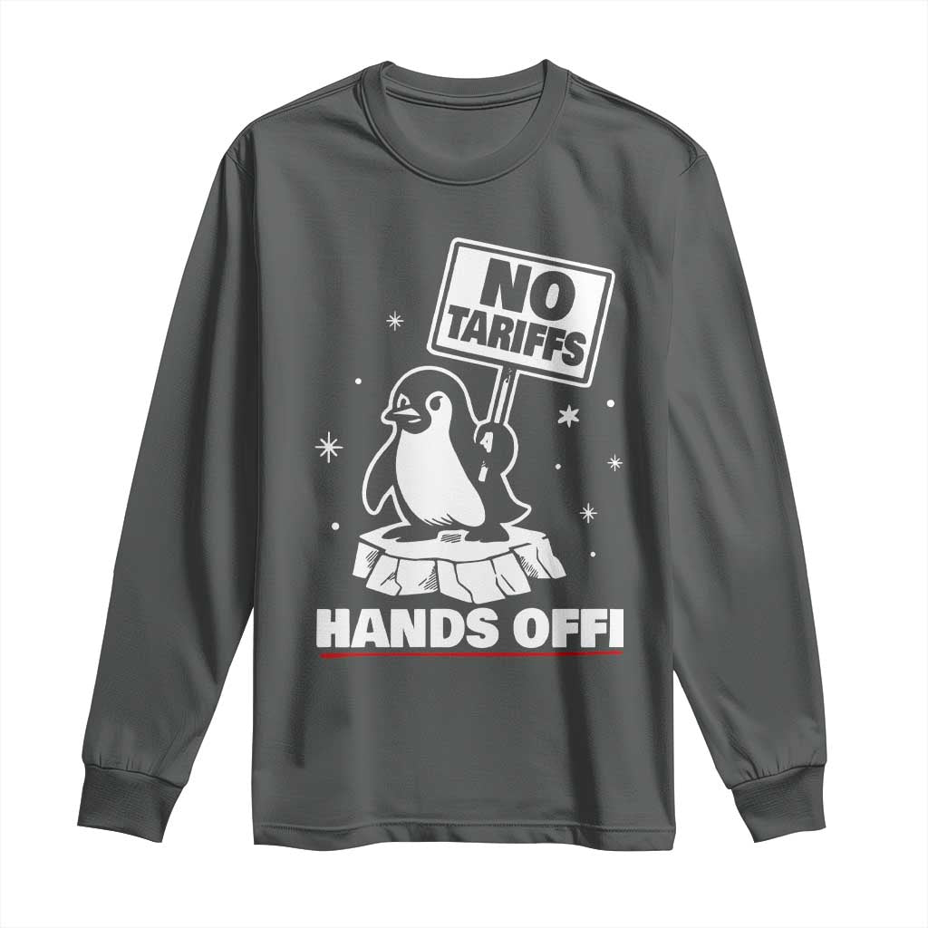 Funny Resist Penguins Long Sleeve Shirt Tariffs on Penguins? Really TS10 Dark Heather Print Your Wear