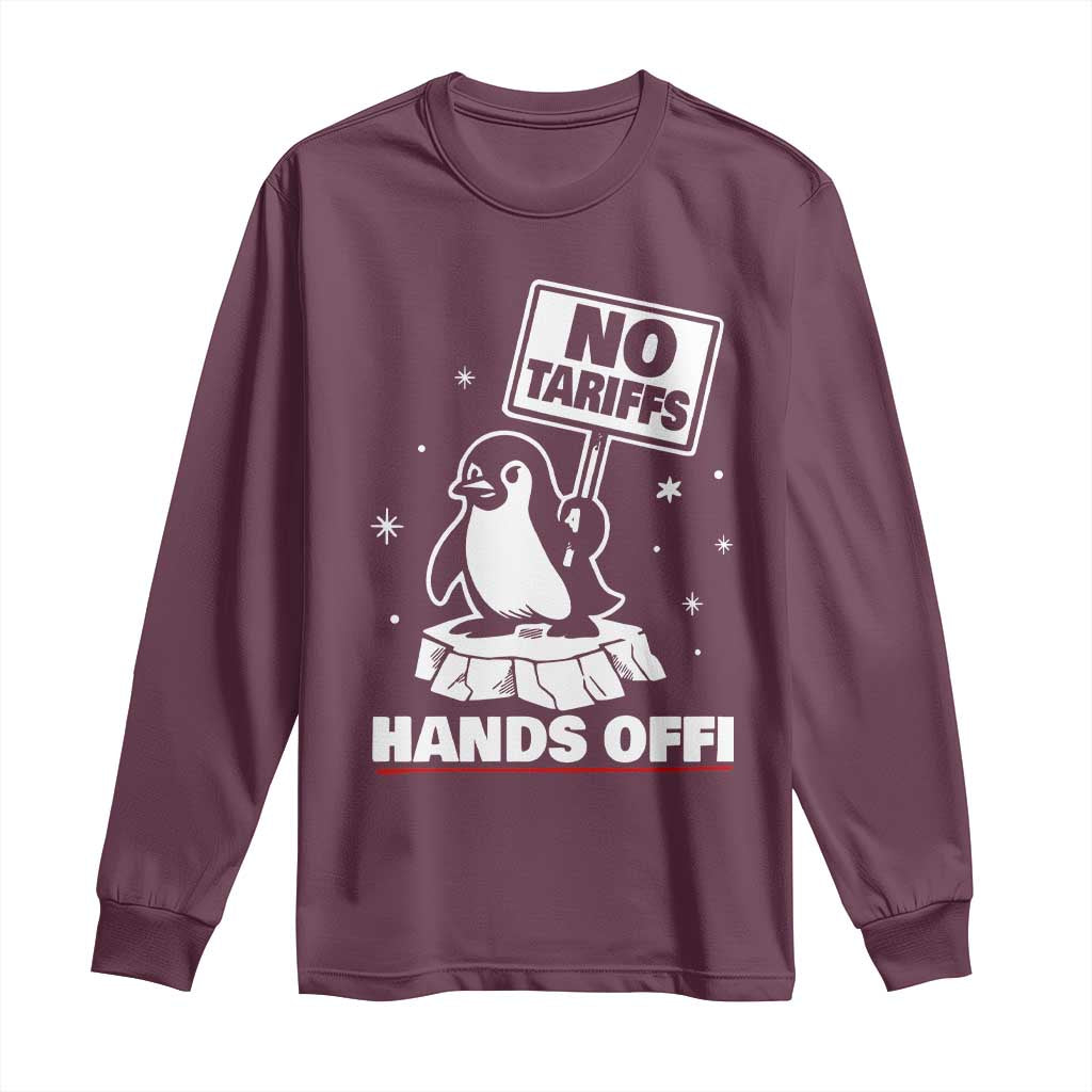 Funny Resist Penguins Long Sleeve Shirt Tariffs on Penguins? Really TS10 Maroon Print Your Wear