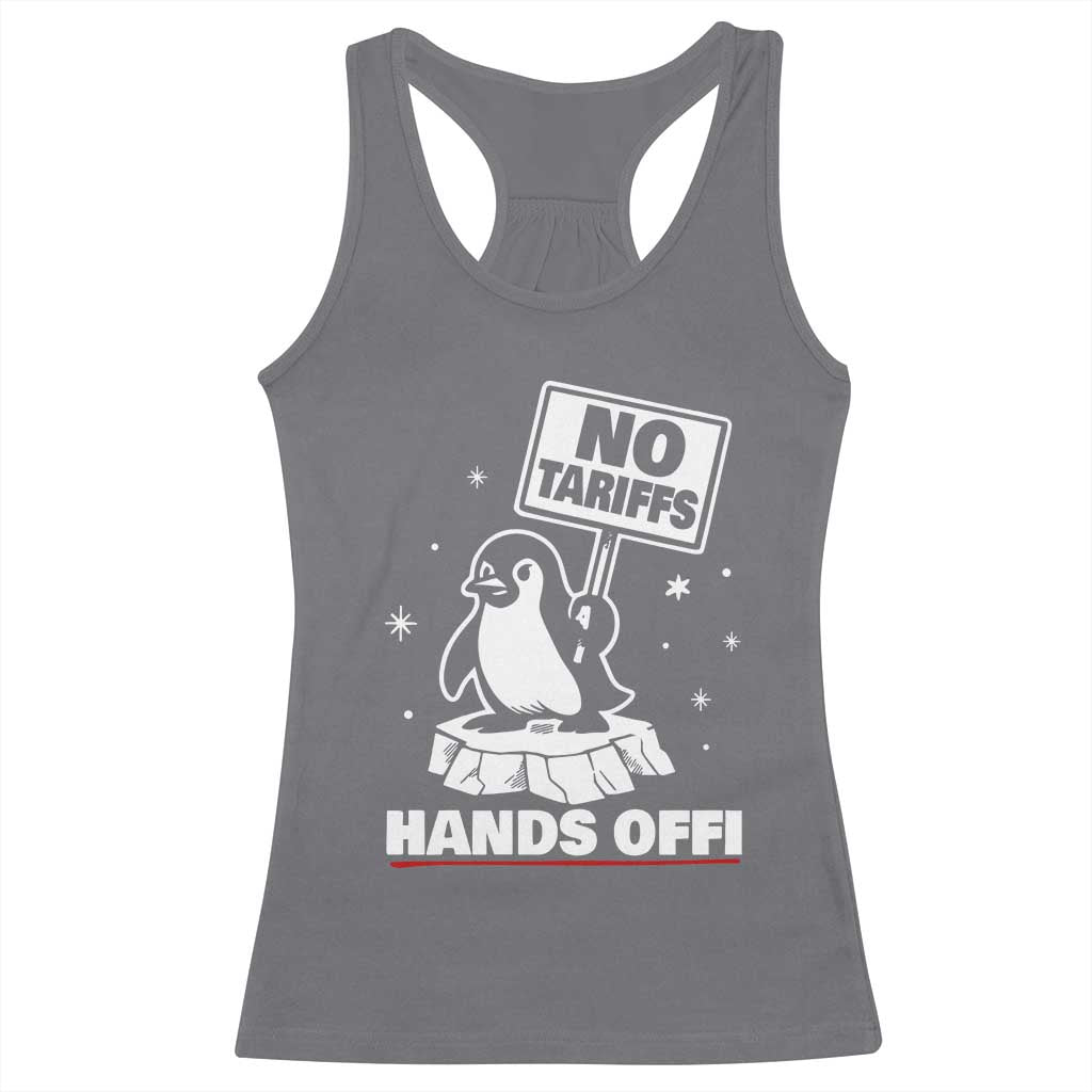Funny Resist Penguins Racerback Tank Top Tariffs on Penguins? Really TS10 Charcoal Print Your Wear