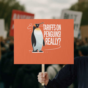 Hands Off Protest Protest Sign Stand With Penguins Resist Against Tariffs TS10 Horizontal 18" × 24" Orange Print Your Wear