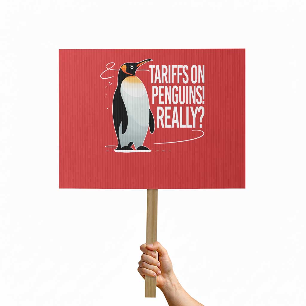 Hands Off Protest Protest Sign Stand With Penguins Resist Against Tariffs TS10 Horizontal 18