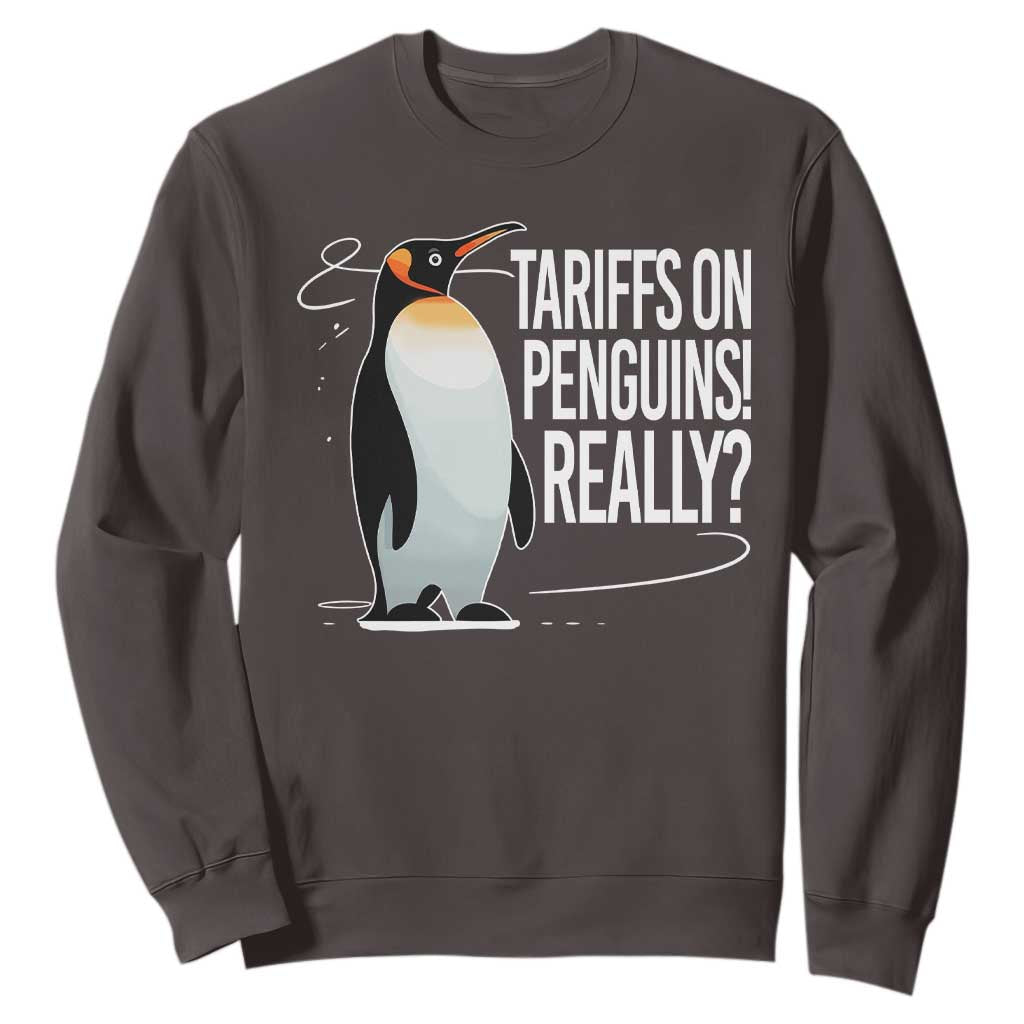 Hands Off Protest Sweatshirt Stand With Penguins Resist Against Tariffs TS10 Dark Chocolate Print Your Wear