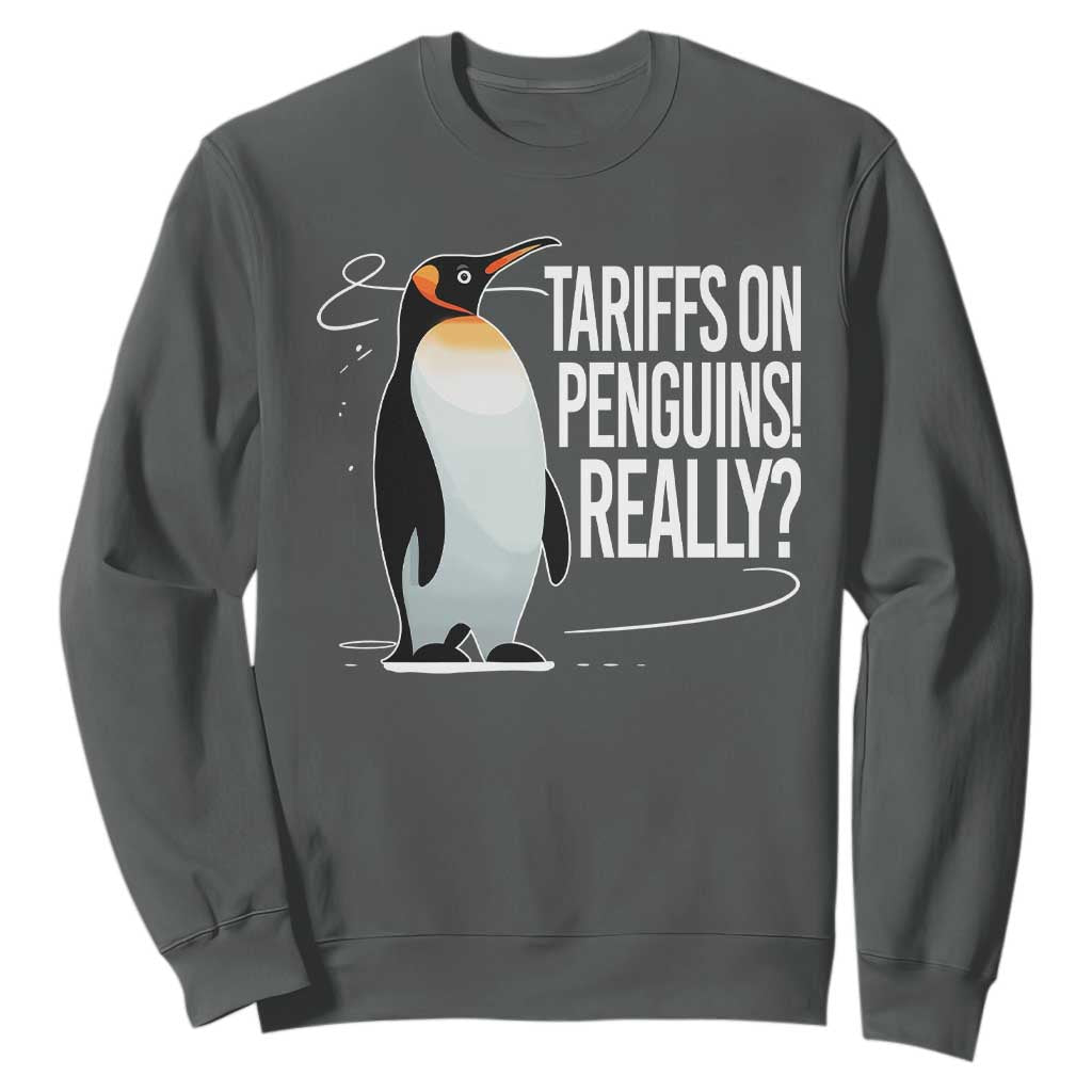 Hands Off Protest Sweatshirt Stand With Penguins Resist Against Tariffs TS10 Dark Heather Print Your Wear