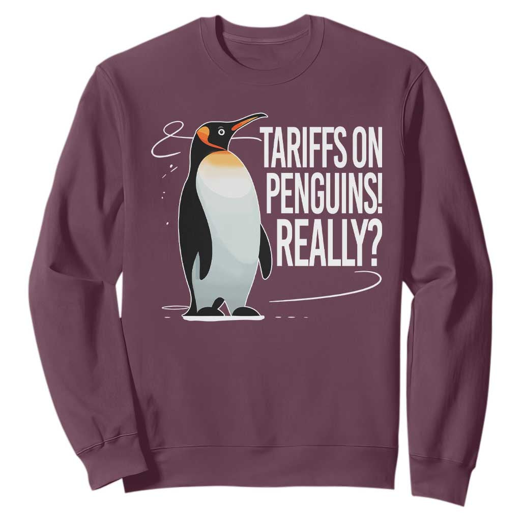 Hands Off Protest Sweatshirt Stand With Penguins Resist Against Tariffs TS10 Maroon Print Your Wear