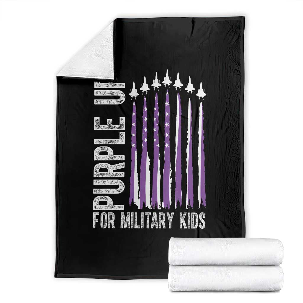 Purple Up For Military Kids Throw Blanket US Flag Military Child Support TS10 Black Print Your Wear