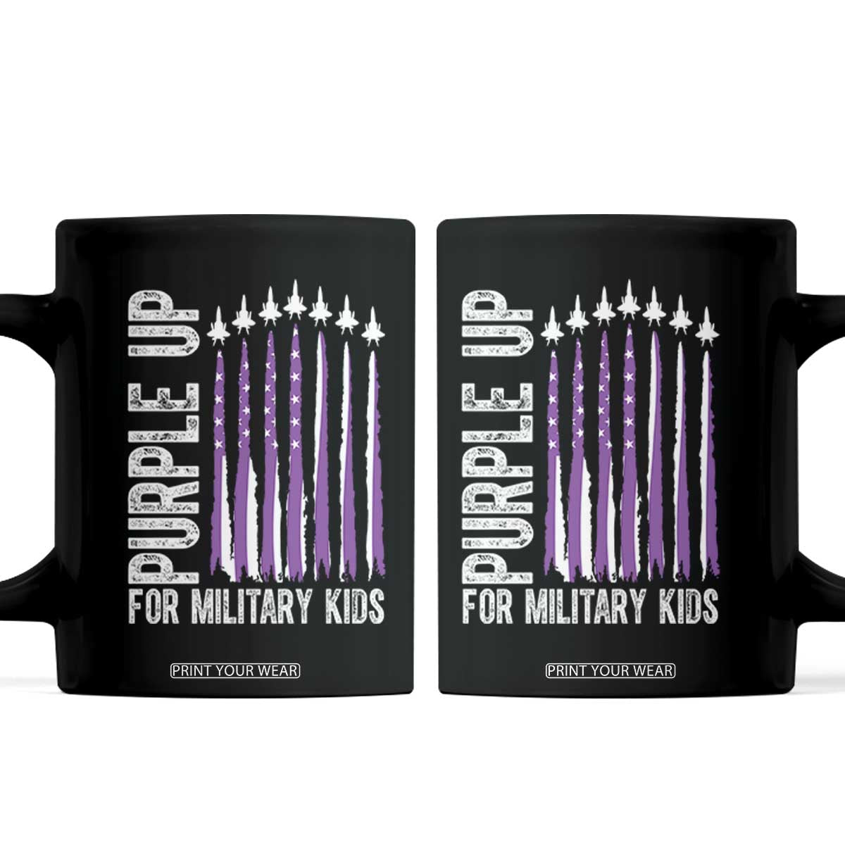 Purple Up For Military Kids Coffee Mug US Flag Military Child Support TS10 Black Print Your Wear