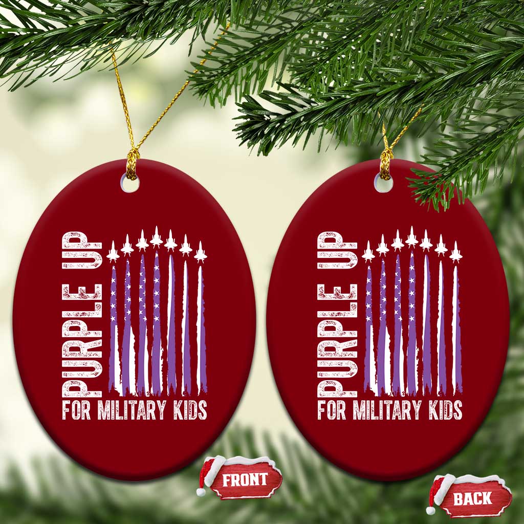 Purple Up For Military Kids Ceramic Ornament US Flag Military Child Support TS10 Print Your Wear