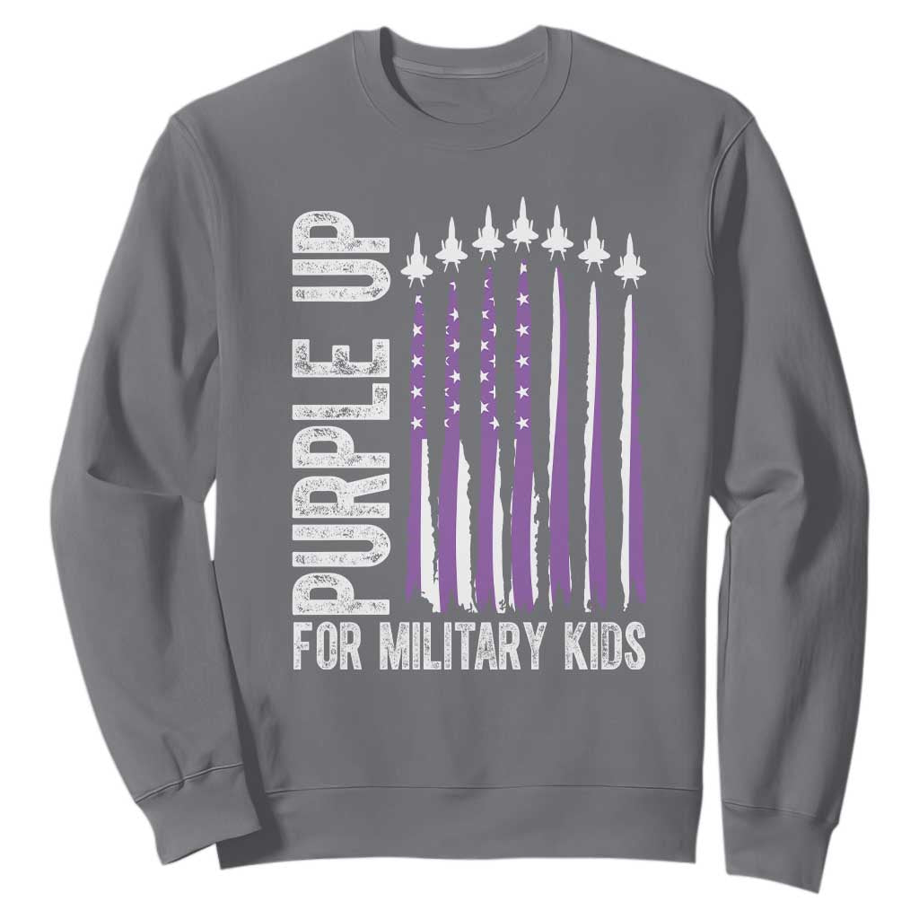 Purple Up For Military Kids Sweatshirt US Flag Military Child Support TS10 Charcoal Print Your Wear