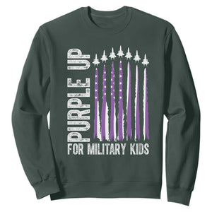 Purple Up For Military Kids Sweatshirt US Flag Military Child Support TS10 Dark Forest Green Print Your Wear