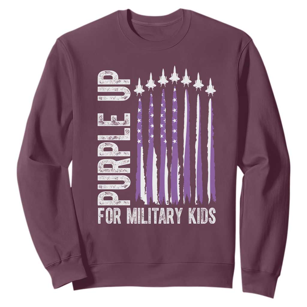 Purple Up For Military Kids Sweatshirt US Flag Military Child Support TS10 Maroon Print Your Wear
