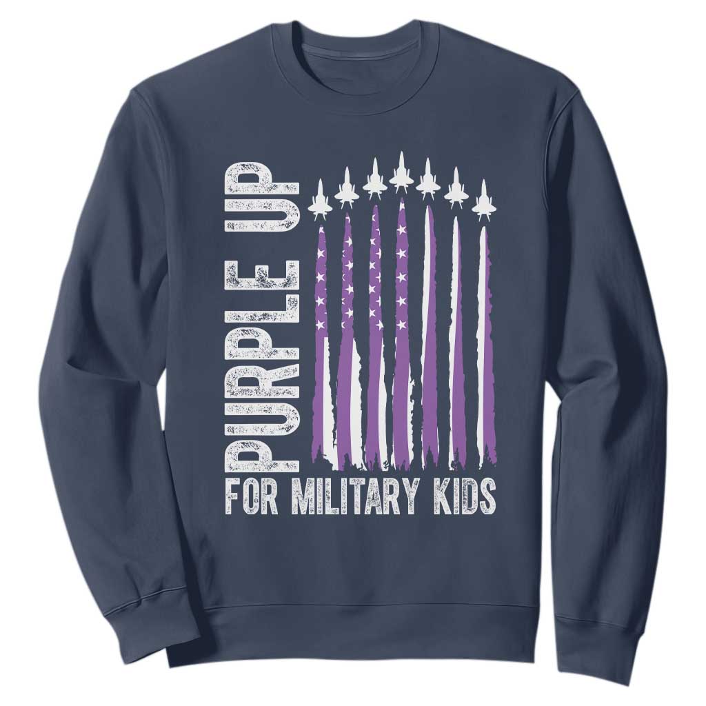 Purple Up For Military Kids Sweatshirt US Flag Military Child Support TS10 Navy Print Your Wear