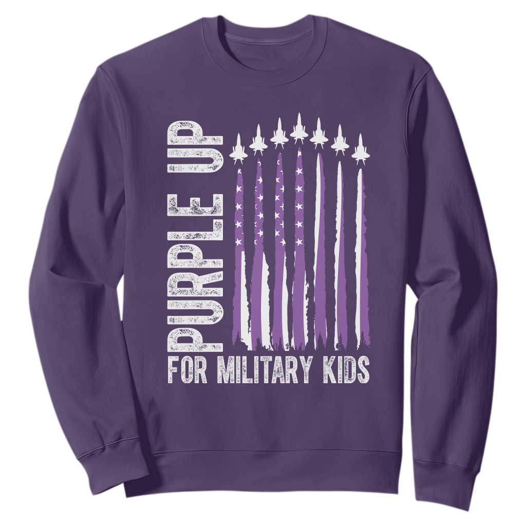 Purple Up For Military Kids Sweatshirt US Flag Military Child Support TS10 Purple Print Your Wear