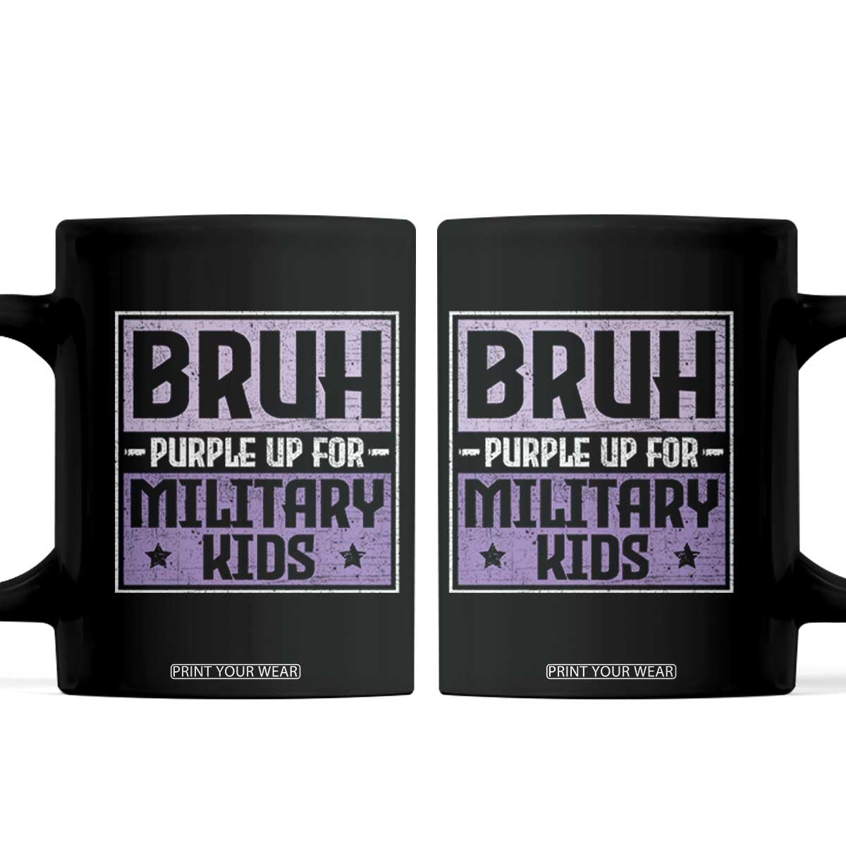 Bruh Purple Up For Military Kids Coffee Mug Support Military Kids TS10 Black Print Your Wear