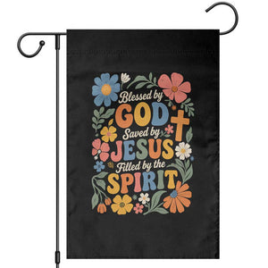 Boho Floral Christian Garden Flag Blessed Saved By Jesus Cross Flower TS10 Black Print Your Wear