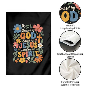 Boho Floral Christian Garden Flag Blessed Saved By Jesus Cross Flower TS10 Print Your Wear