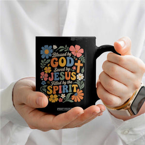Boho Floral Christian Coffee Mug Blessed Saved By Jesus Cross Flower TS10 Print Your Wear
