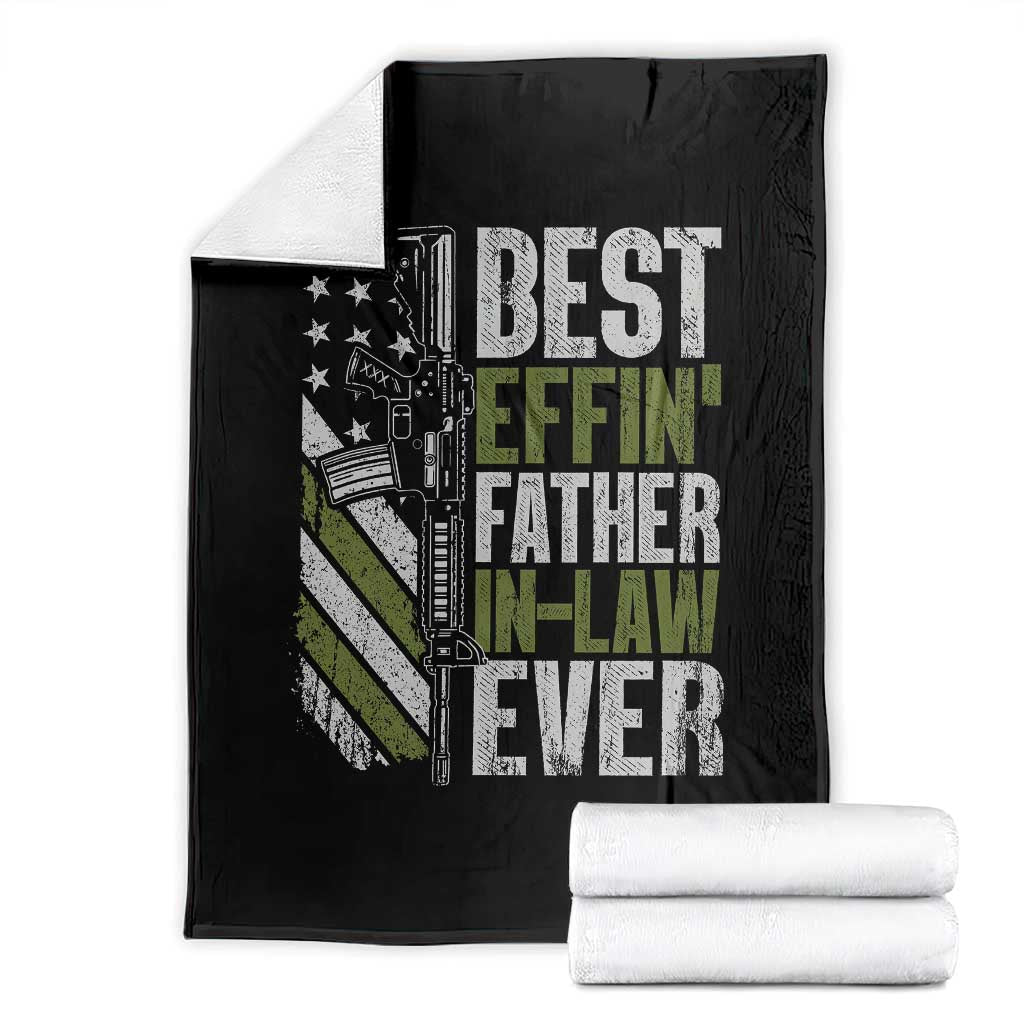 Best Effin’ Father In Law Ever Throw Blanket FIL Gun American Flag TS10 Black Print Your Wear