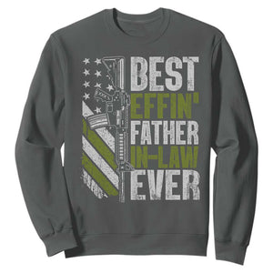 Best Effin’ Father In Law Ever Sweatshirt FIL Gun American Flag TS10 Dark Heather Print Your Wear