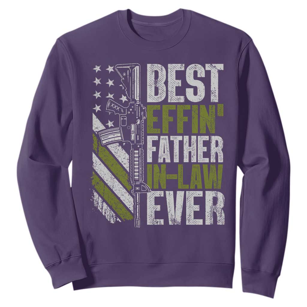 Best Effin’ Father In Law Ever Sweatshirt FIL Gun American Flag TS10 Purple Print Your Wear