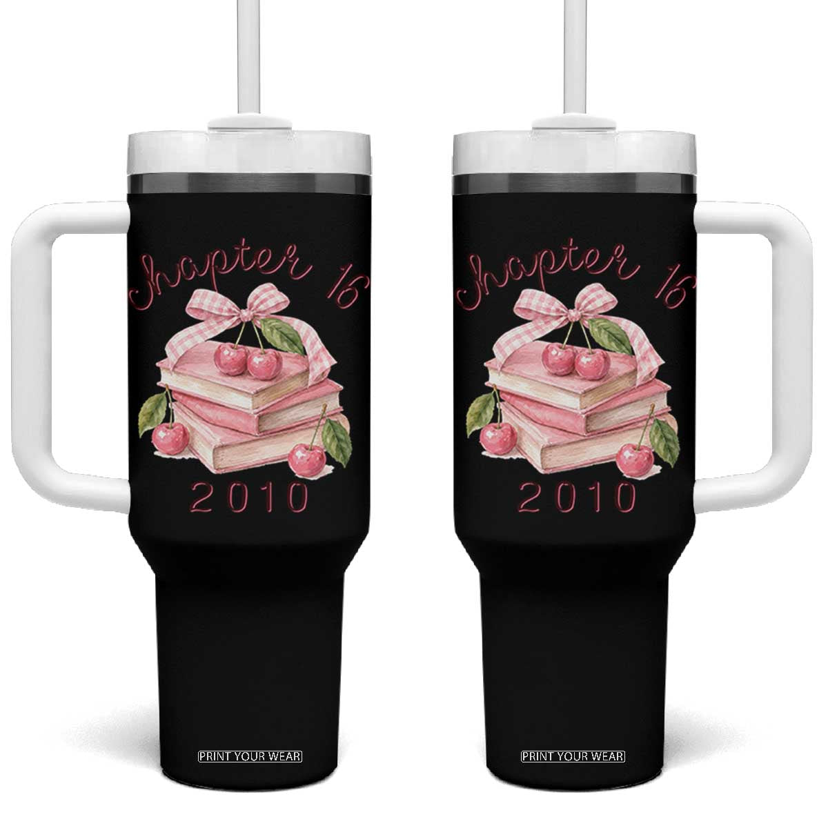 Sweet Chapter 16 Birthday Tumbler With Handle Cherry Books 16th Birthday Gifts For Her Book Lover TS10 One Size: 40 oz White Print Your Wear