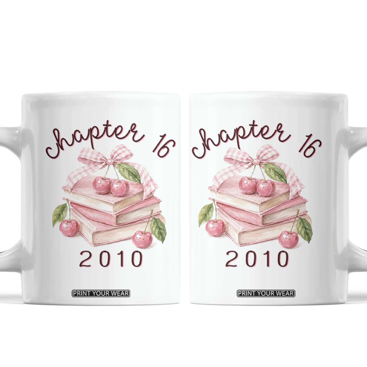 Sweet Chapter 16 Birthday Coffee Mug Cherry Books 16th Birthday Gifts For Her Book Lover TS10 White Print Your Wear
