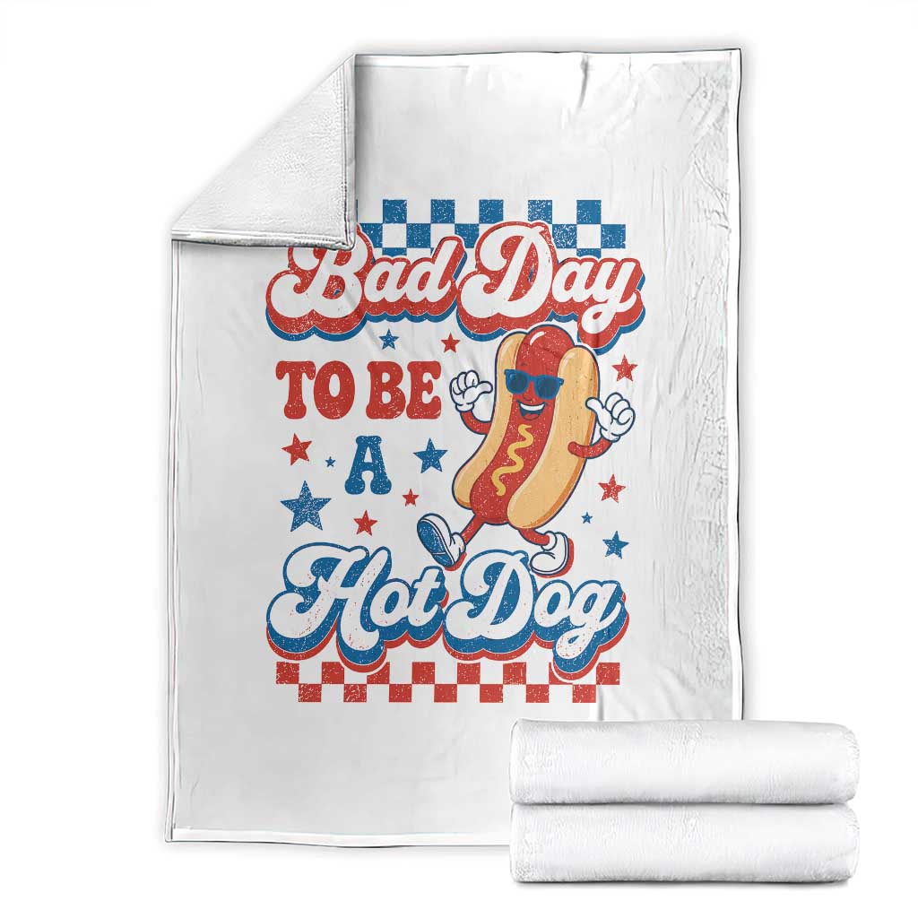 Bad Day To Be A Hot Dog Throw Blanket Hotdog Lover Wiener 4th Of July TS10 White Print Your Wear