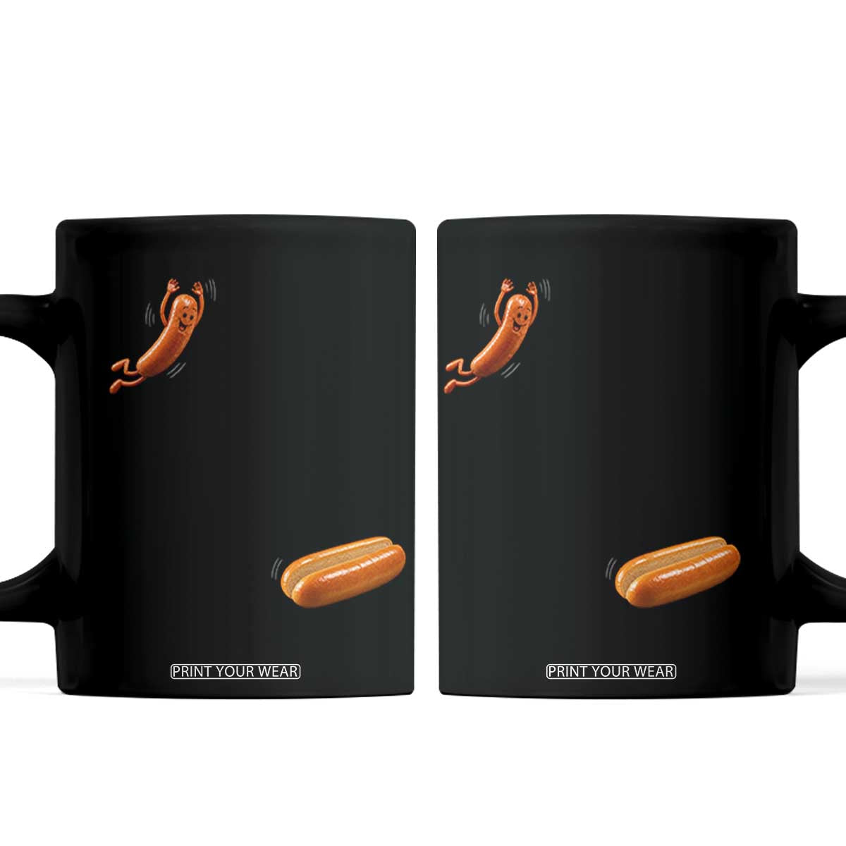 Funny Hot Dog Coffee Mug Hotdog Jumping Into Bun Sausage BBQ Grilling High Dive TS10 Black Print Your Wear