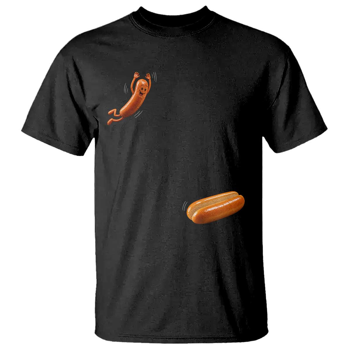 Funny Hot Dog – Hotdog Jumping Into Bun T-Shirt – BBQ Grilling Humor Tee TS10 Black Print Your Wear