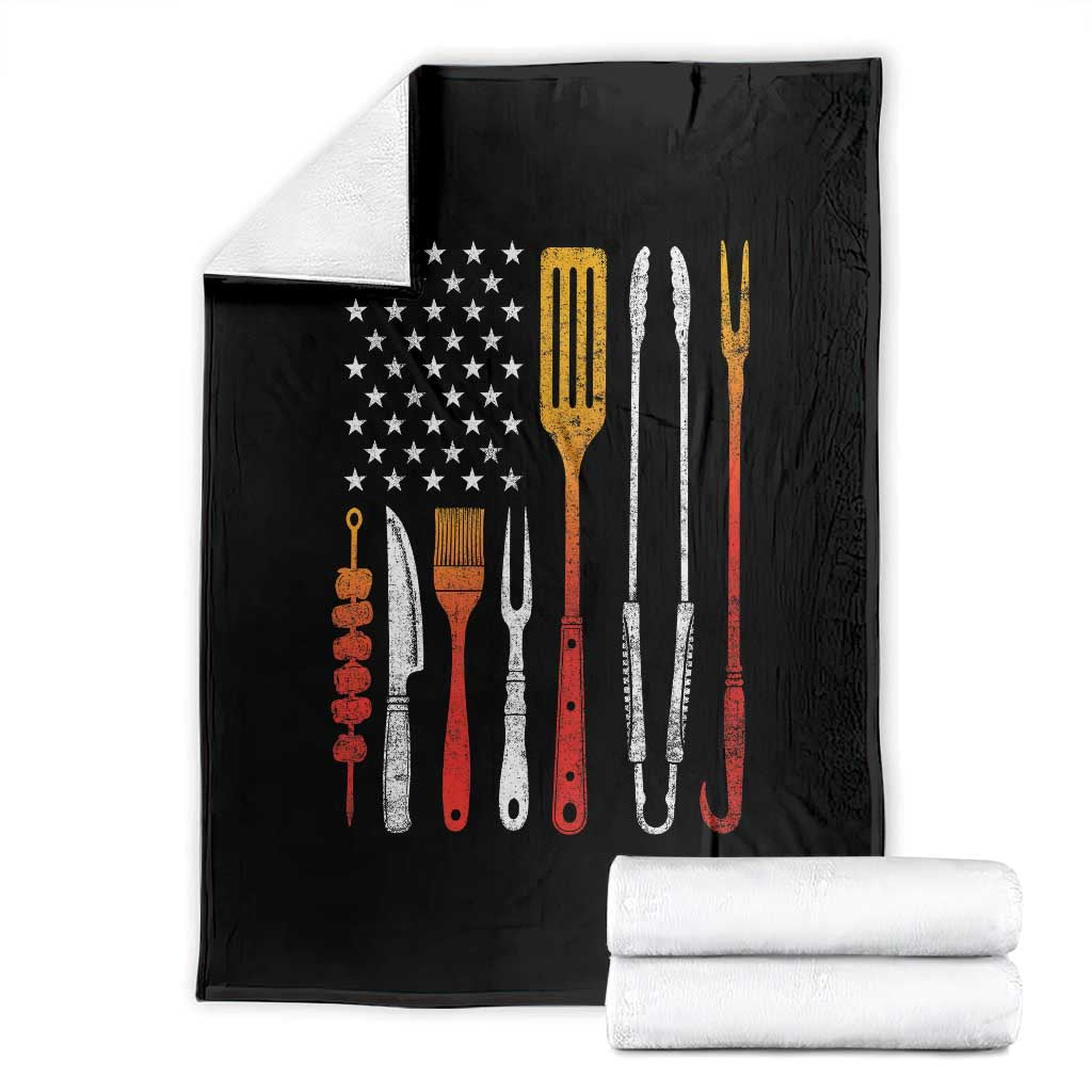 Bbq Smoker Throw Blanket Barbecue Chef Smoking Tools Grilling Pit Master USA Flag TS10 Black Print Your Wear